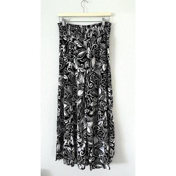 Vince Camuto Women's Wide-Leg Palazzo Pants Black and White Floral Size L - Picture 1 of 14